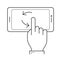 Finger touching smartphone line icon.