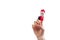 Finger toys Santa Claus on the hand of a child, solated white background