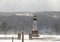 FingerLakes Lighthouse on Cayuga Lake during a winter snow squall