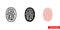 Fingerprint icon of 3 types color, black and white, outline. Isolated vector sign symbol