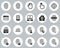Fingerprint Icons Black & White Flat Design Circle Set Big