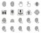 Fingerprint Icons Black & White Thin Line Set Big