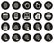 Fingerprint Icons White On Black Flat Design Circle Set Big