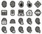 Fingerprint Icons  White On Black Sticker Set Big