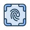 Fingerprint indentification security scan single isolated icon with dash or dashed line style