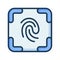 Fingerprint indentification security scan single isolated icon with filled line style