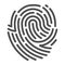 Fingerprint line art, human biometric symbol and identification