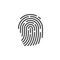 Fingerprint line icon, outline vector sign, linear style pictogram isolated on white.