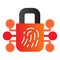 Fingerprint with lock flat icon. Finger scan locked color icons in trendy flat style. Biometric authorization gradient