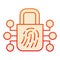 Fingerprint with lock flat icon. Finger scan locked red icons in trendy flat style. Biometric authorization gradient