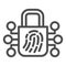 Fingerprint with lock line icon. Finger scan locked vector illustration isolated on white. Biometric authorization