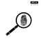 Fingerprint with magnifying glass icon vector identification