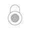 Fingerprint padlock icon. Fingerprint lock or unlock. Locked and unlocked modes. Linear icons. Trendy design. Vector illustration