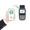 Fingerprint payment vector website template. Mobile contactless cards, fingerprint recognition biometric technology concept