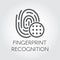 Fingerprint recognition line icon. Identity biometric scanning finger mark. Verification sign. Authentication technology