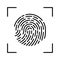 Fingerprint recognition vector icon isolated on white background.  Finger scanning symbol sketch icon.