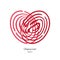 Fingerprint Red Heart On White Background