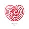 Fingerprint Red Heart On White Background