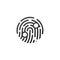 Fingerprint rounded shape . Fingermark and thumbprint, dactylogram of recognition of unique human patterns on fingers. Vector