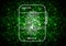 Fingerprint scan futuristic concept on abstract green matrix symbols