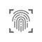 Fingerprint, scanned finger, cryptographic signature, identity grey icon.