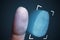 Fingerprint scanning from finger. Technology, security and biometric concept.