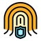Fingerprint secured personal information icon color outline vector