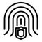 Fingerprint secured personal information icon, outline style