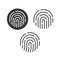 Fingerprint security button icon set vector, touch finger thumb print id symbol for biometric thumbprint identification