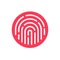 Fingerprint security button icon vector, touch finger thumb print id symbol for biometric thumbprint identification