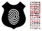 Fingerprint Shield Icon with 90 Bonus Pictograms