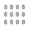 Fingerprint Sign Black Thin Line Icon Set. Vector