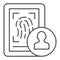 Fingerprint thin line icon. Identity vector illustration isolated on white. Finger scan outline style design, designed