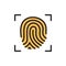Fingerprint verification flat color icon. Isolated on white background