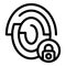 Fingerprinting locked icon outline vector. Scan print