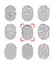 Fingerprints or fingertip print identification vector icons set