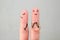 Fingers art of couple. Concept man made an offer to get married