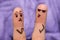 Fingers art of couple. Pair argues, they shows the languages