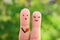 Fingers art of happy couple. Concept of man confessing his love to woman