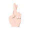 Fingers crossed, hand gesture. Lie, on luck, superstition symbol or modern icon. Vector illustration.