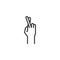 Fingers crossed, hand gesture line icon