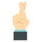 Fingers crossed icon, flat style