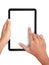 Fingers pinching to zoom tablet\'s screen