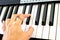 Fingers play chords on synthesizer keys piano playing pianist music