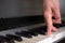 Fingers press on the piano keys as if the feet were walking.