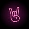 Fingers rock neon icon. Simple thin line, outline vector of emoji icons for ui and ux, website or mobile application