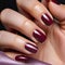 Fingers of a young woman\\\'s hand with beautiful pearlescent nail polish, Creative manicure