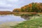 Finis Pool autumn foliage scenery view.Bombay Hook NWR.Delaware.USA