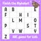 Finish the alphabet. ABC game for kids. Education developing worksheet. Brown sloth. Learning game for kids. Color activity page