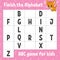 Finish the alphabet. ABC game for kids. Education developing worksheet. Learning game for kids. Color activity page